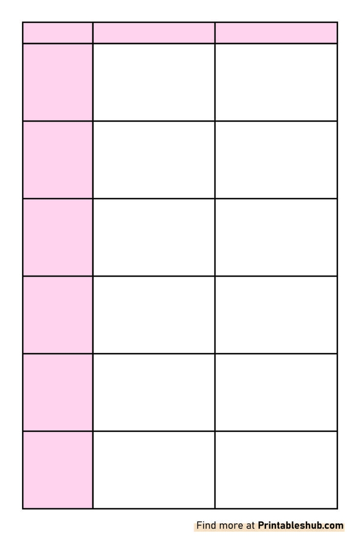 Free Printable Blank Comparison Chart Template PDF