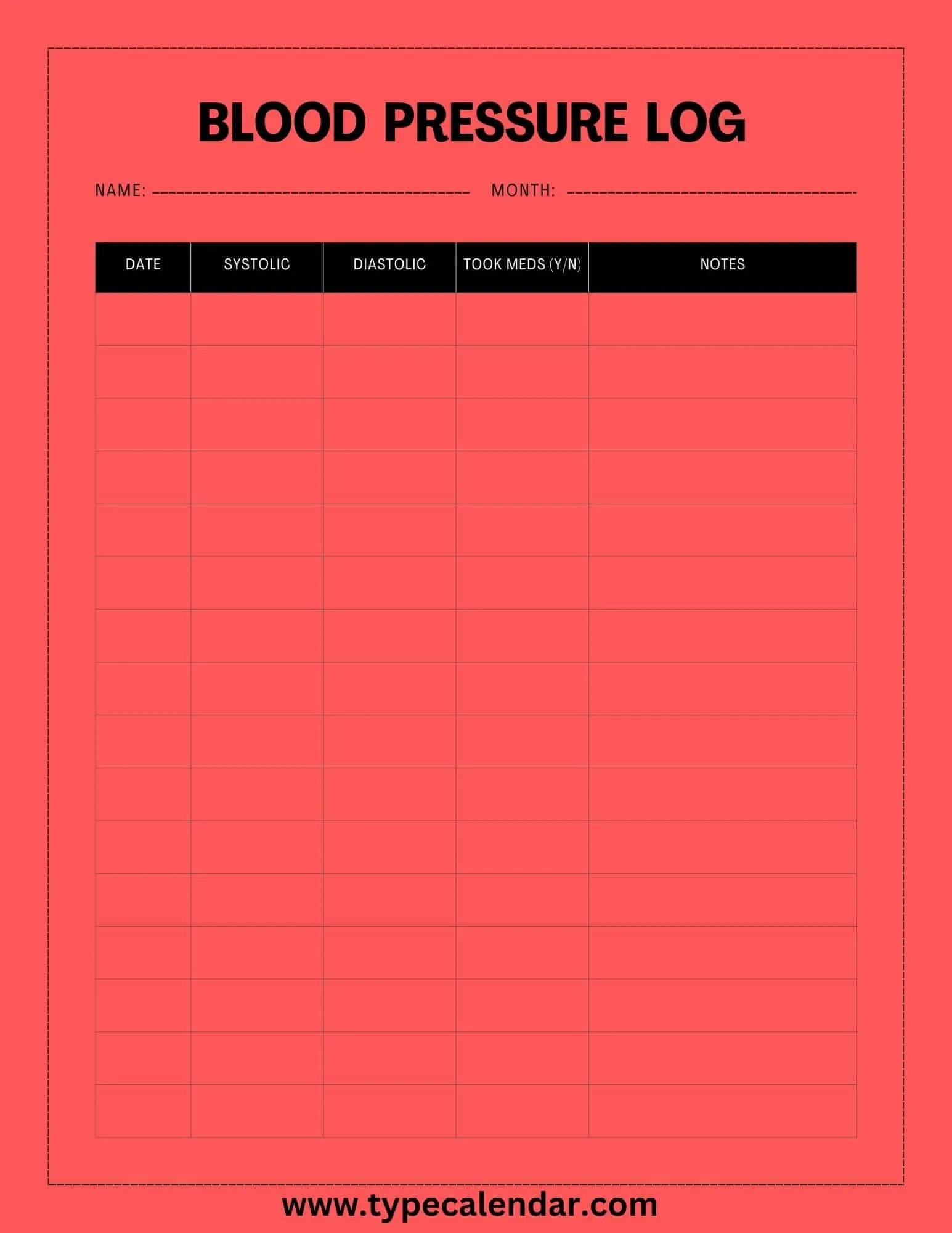 Free Printable Blood Pressure Log Templates PDF Excel Sheet Free Printable Blood Pressure Log Templates PDF Excel Sheet
