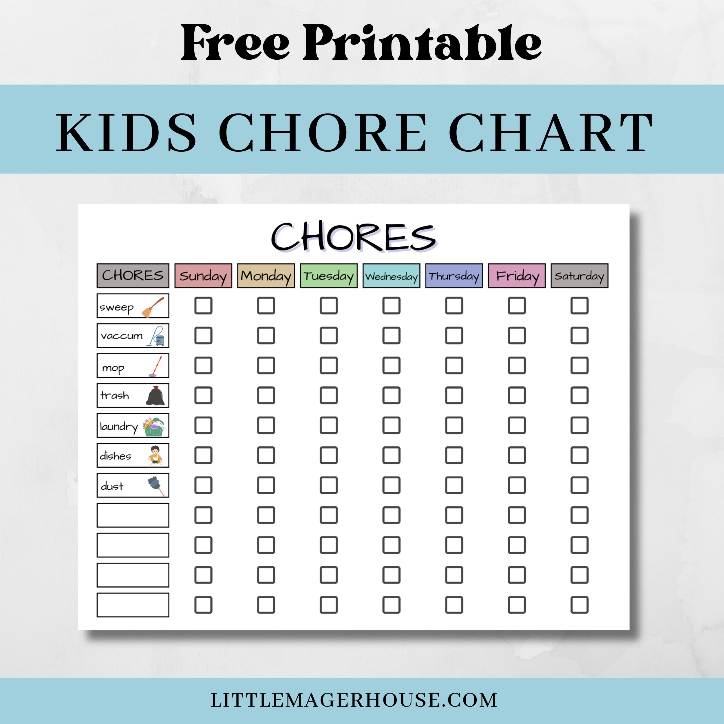 free printable chore chart for kids