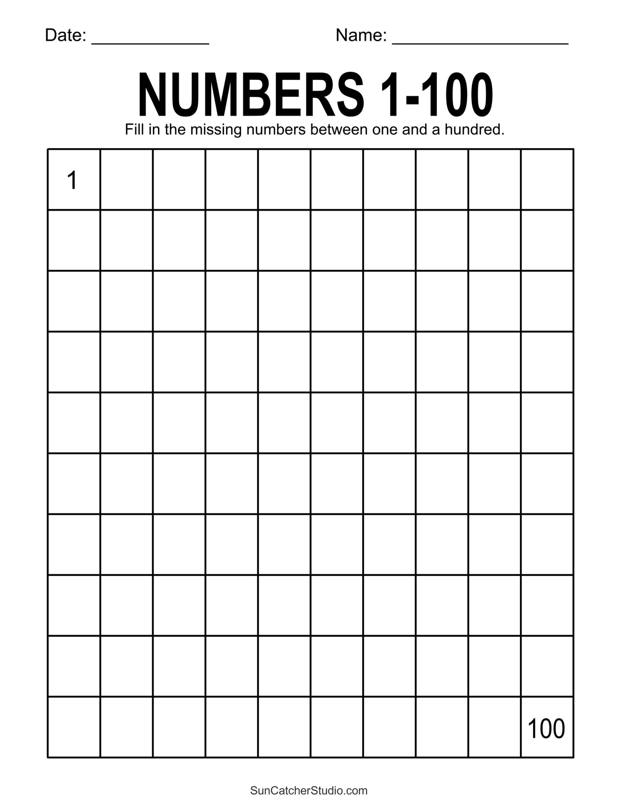 Free Printable Hundreds Charts Numbers 1 To 100 Free Printables Lettering SVG Files Tools Apps