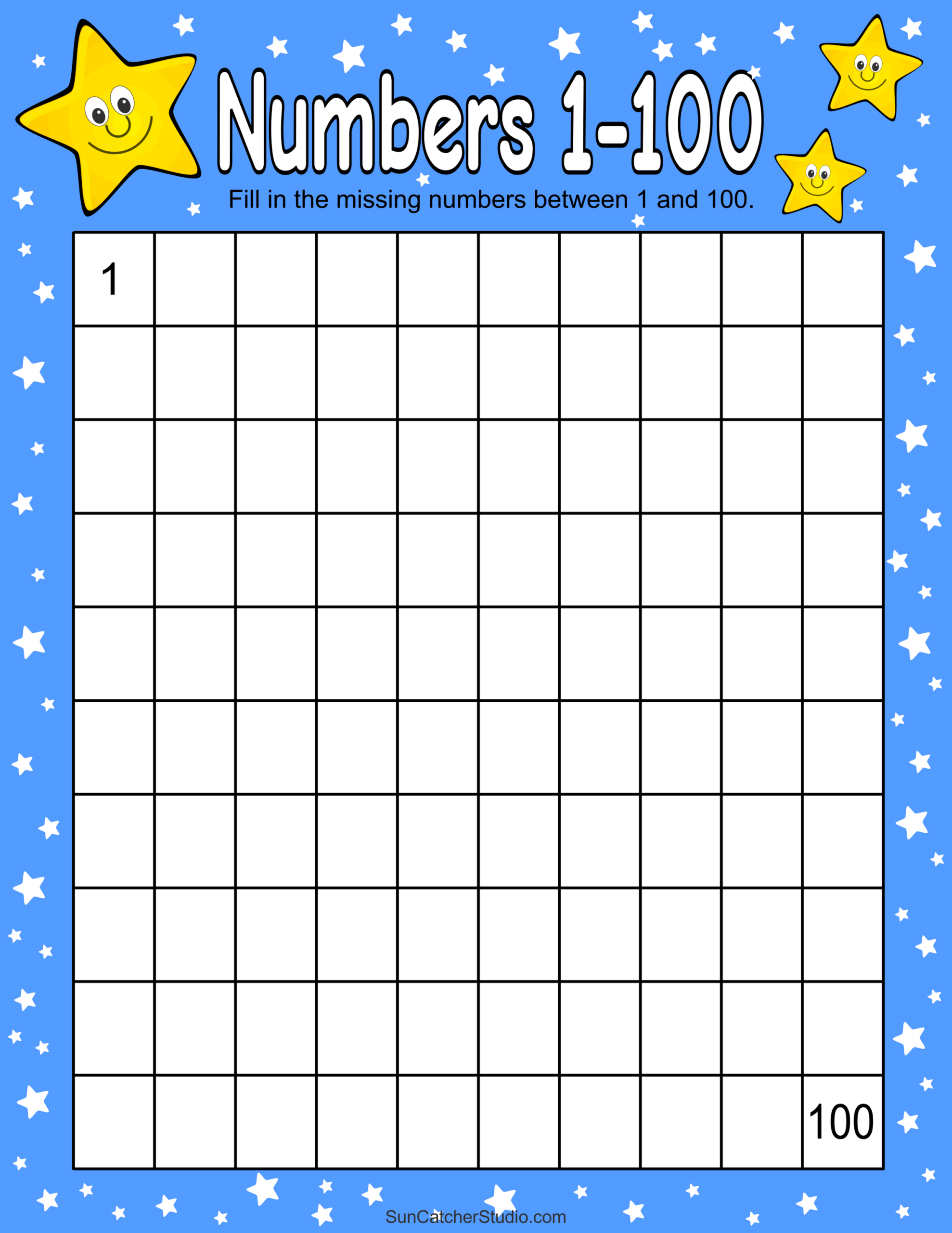 free blank 100 chart printable