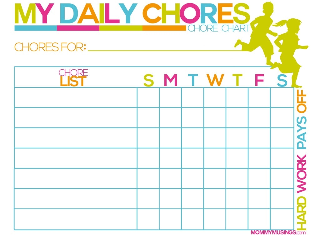 FREE Printable Kids Chore Rewards Chart