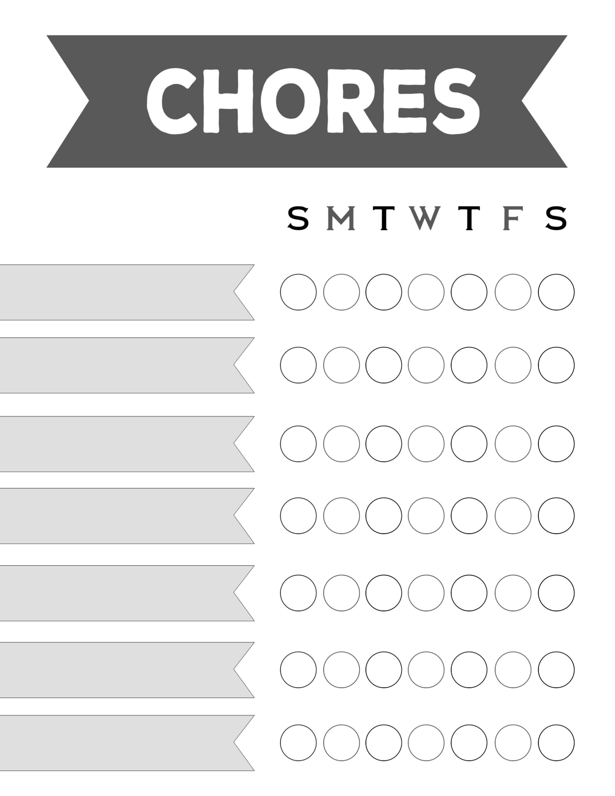 free printable blank chore chart