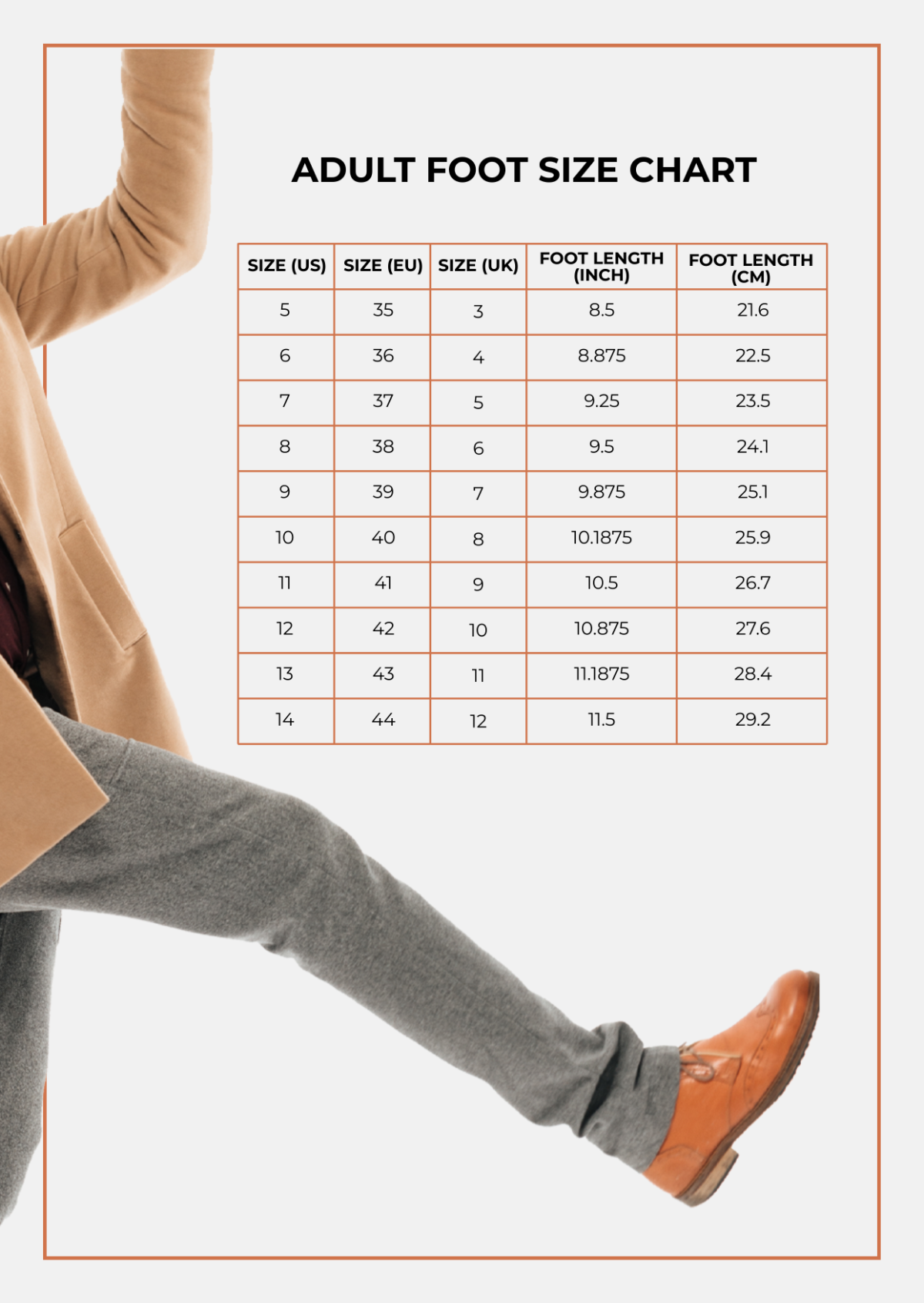 shoe sizing chart printable