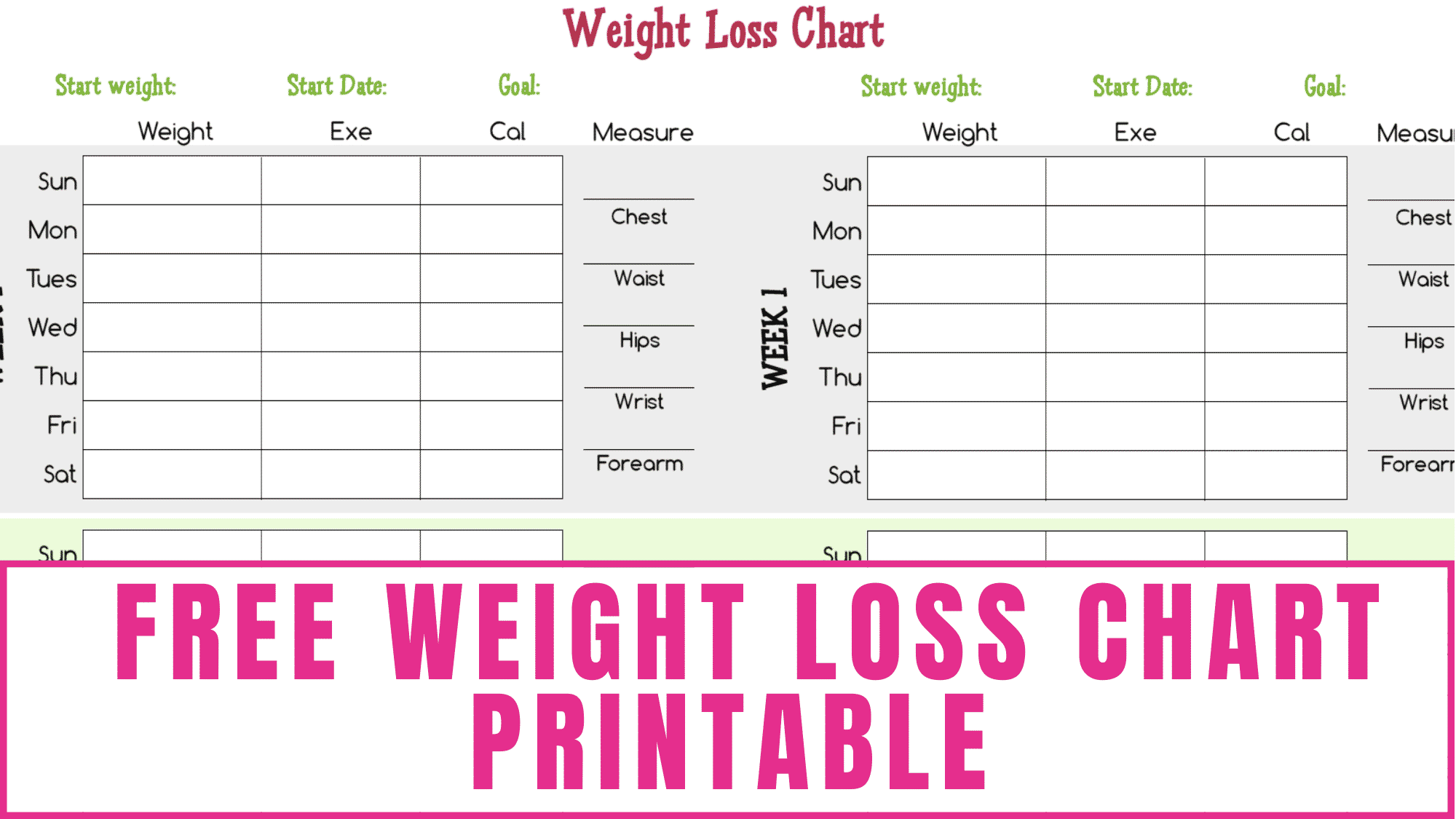 free weight loss chart printable