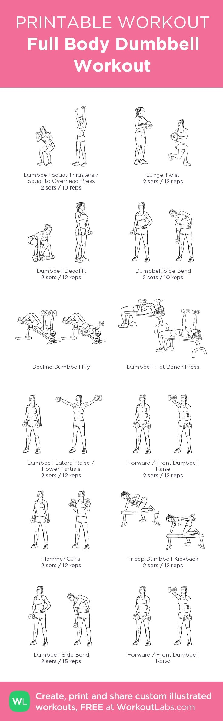 dumbbell workout chart printable free