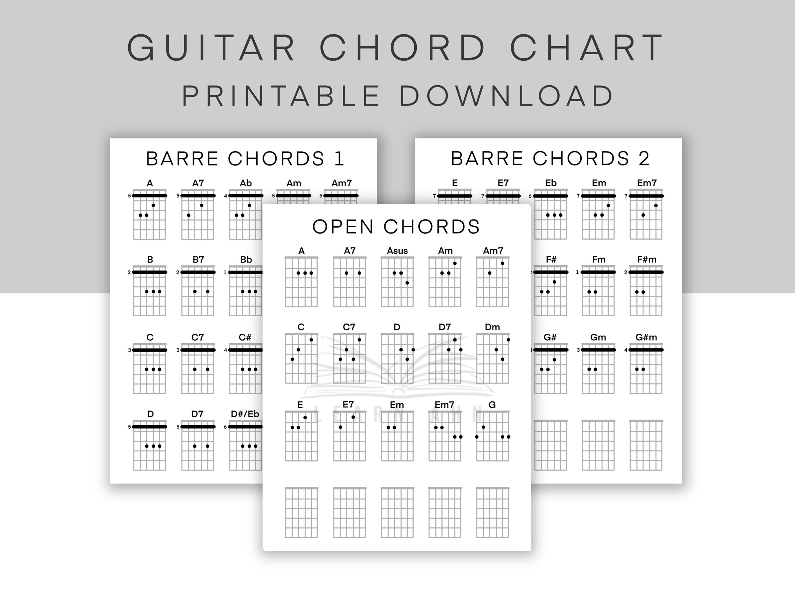 Guitar Chord Chart Printable Download Printable PDF Beginner Guitar Chord Chart Basic Chords Sheet Digital Download Learn To Play Guitar Etsy Israel