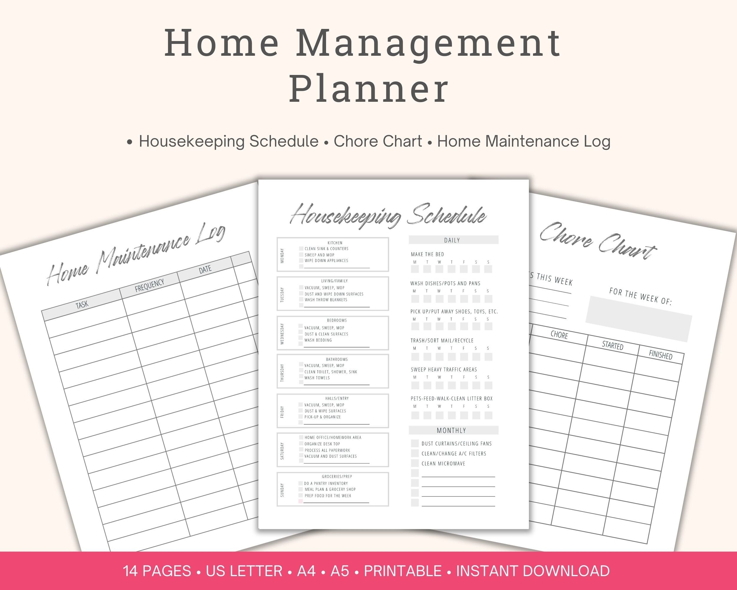 Home Management Planner Printable Bundle Budget Chores And Meal Planning digital Download Etsy