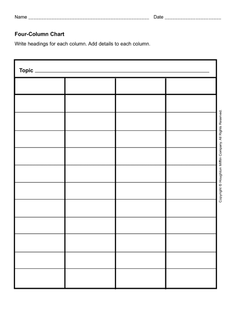 Houghton Mifflin Four Column Chart Fill Out Sign Share Online PdfFiller