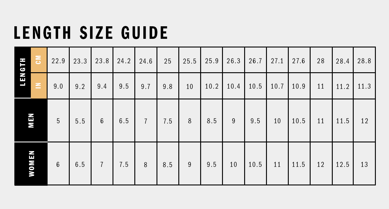 shoe size printable chart
