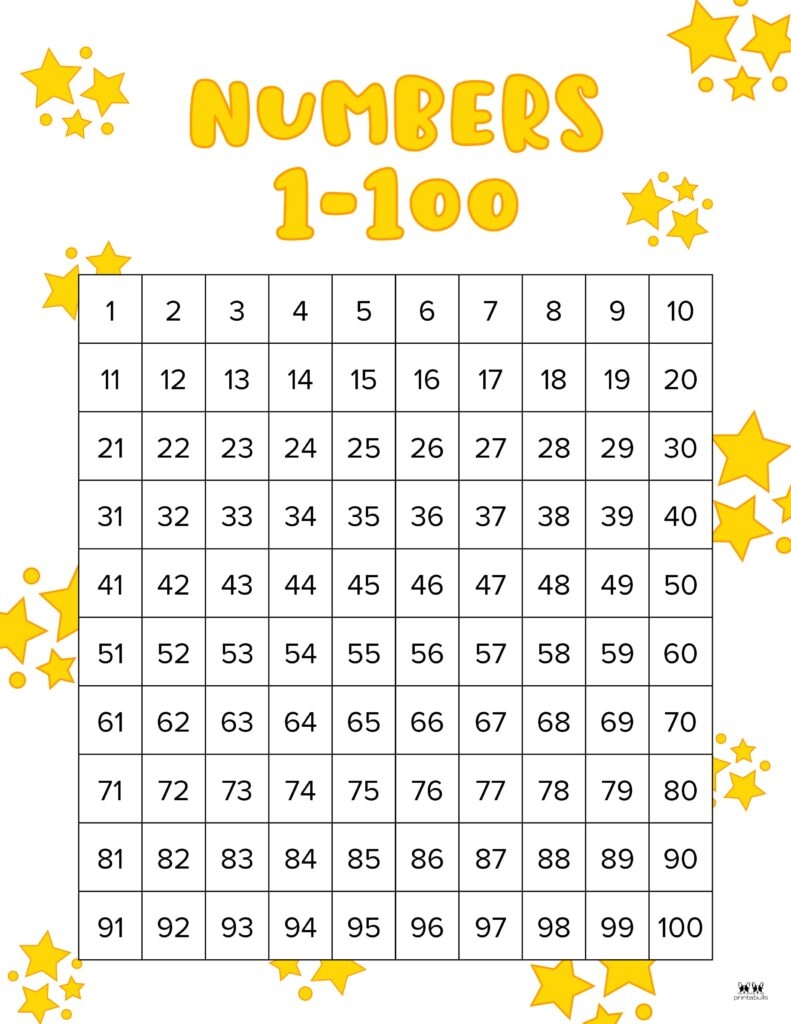 printable 100's chart