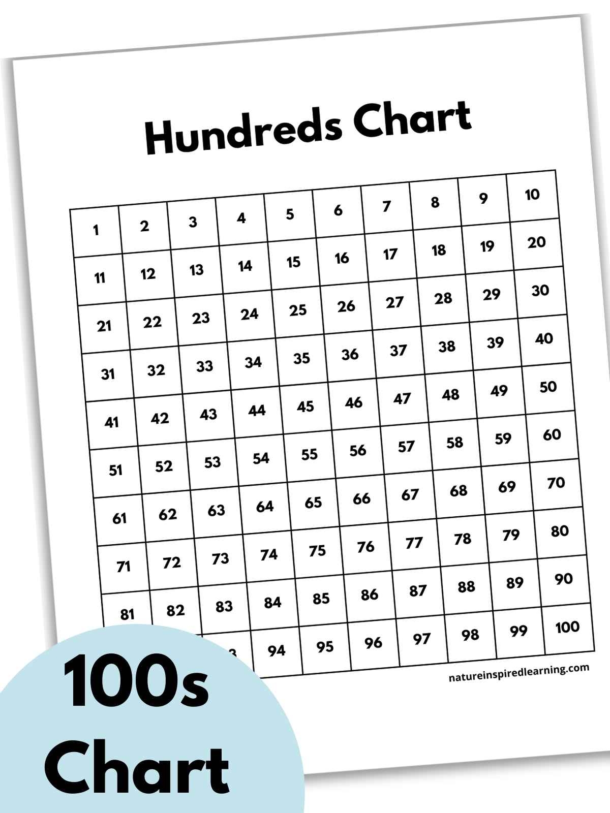 printable 100s chart