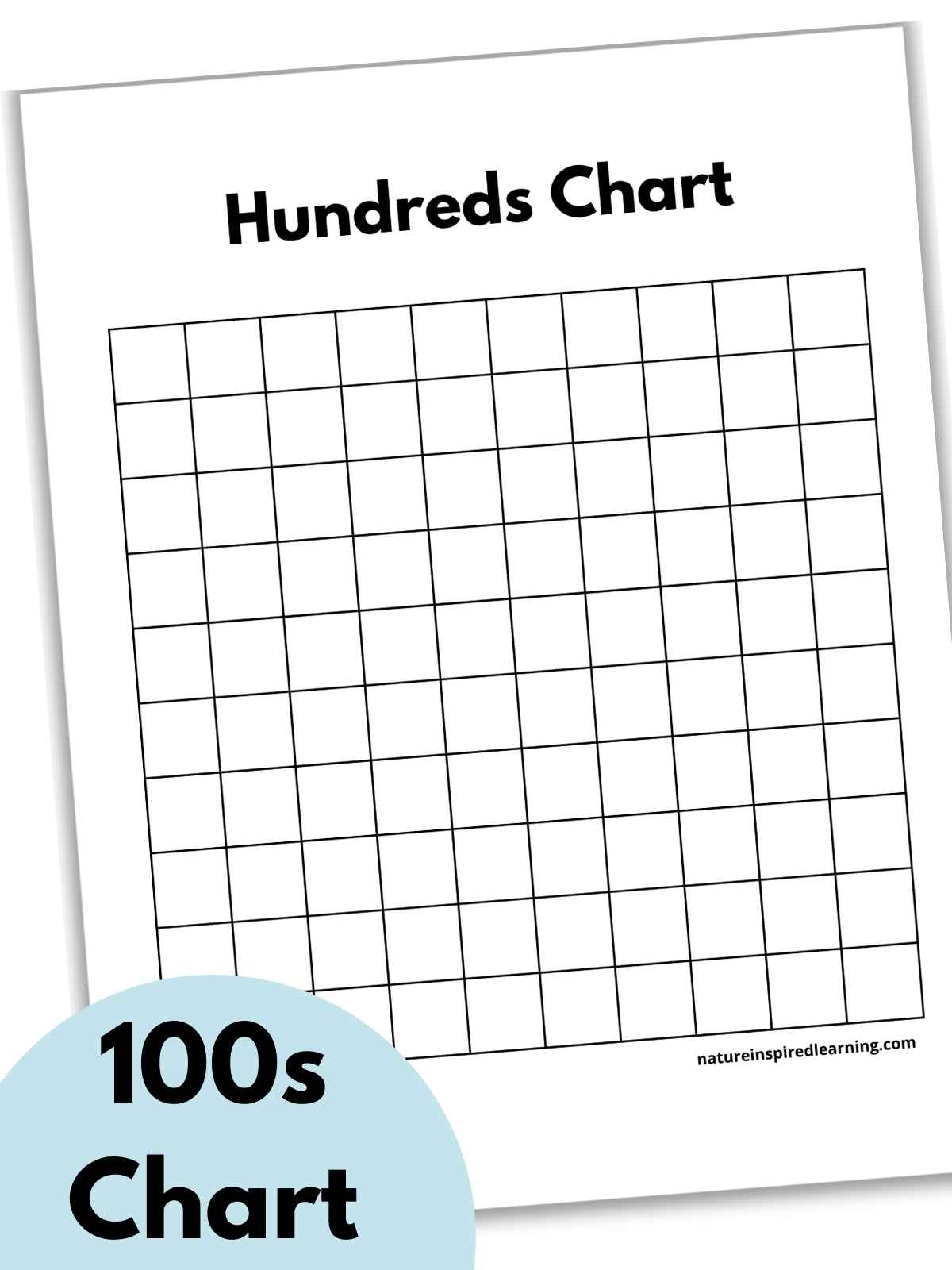 printable 100 chart blank