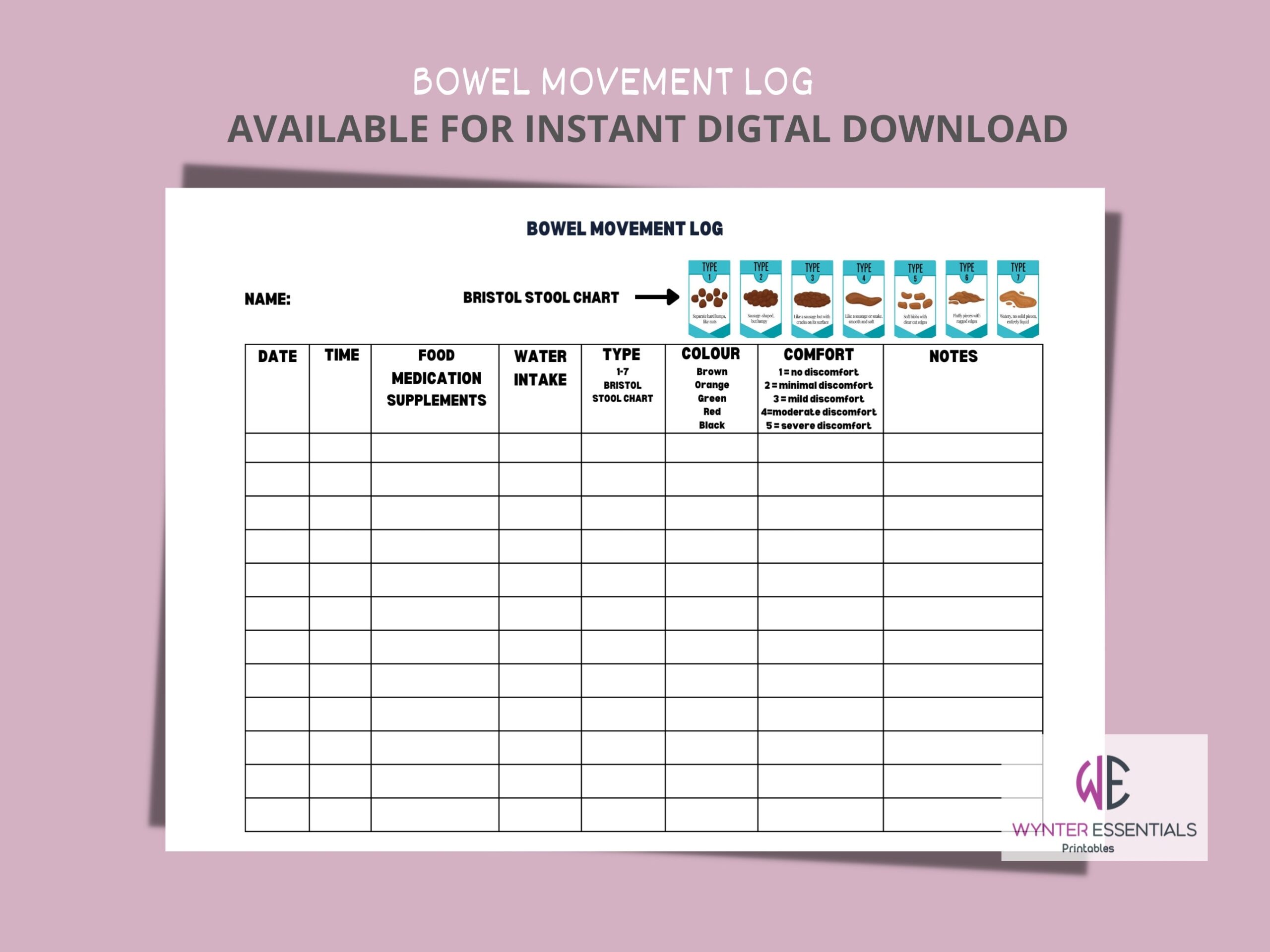 free printable bowel movement record chart