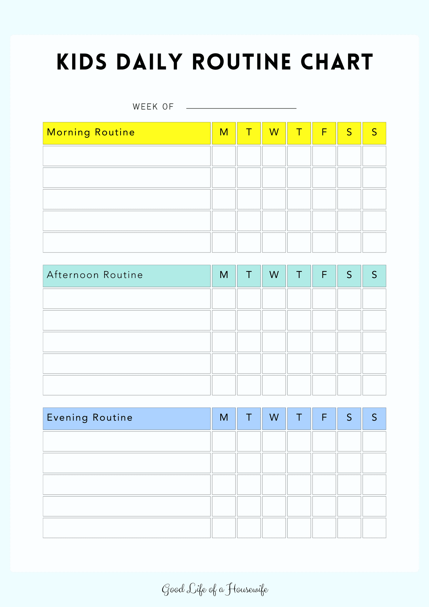 Kids Daily Routine Chart Good Life Of A Housewife