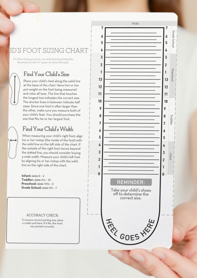Kids Foot Sizer Chart Toddler Child Shoe Size Determiner instant Download Etsy