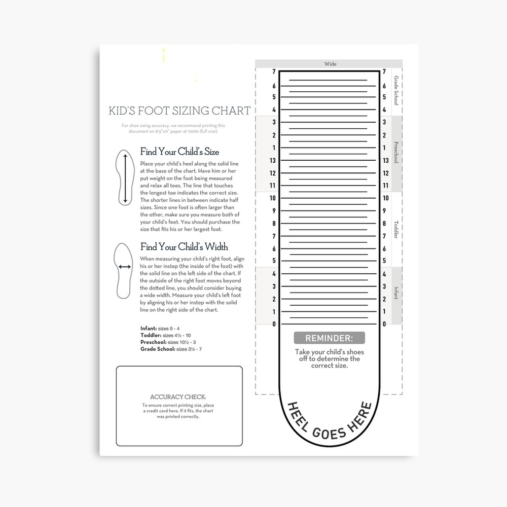 Kids Foot Sizing Chart Poster For Sale By VisualSimple Redbubble