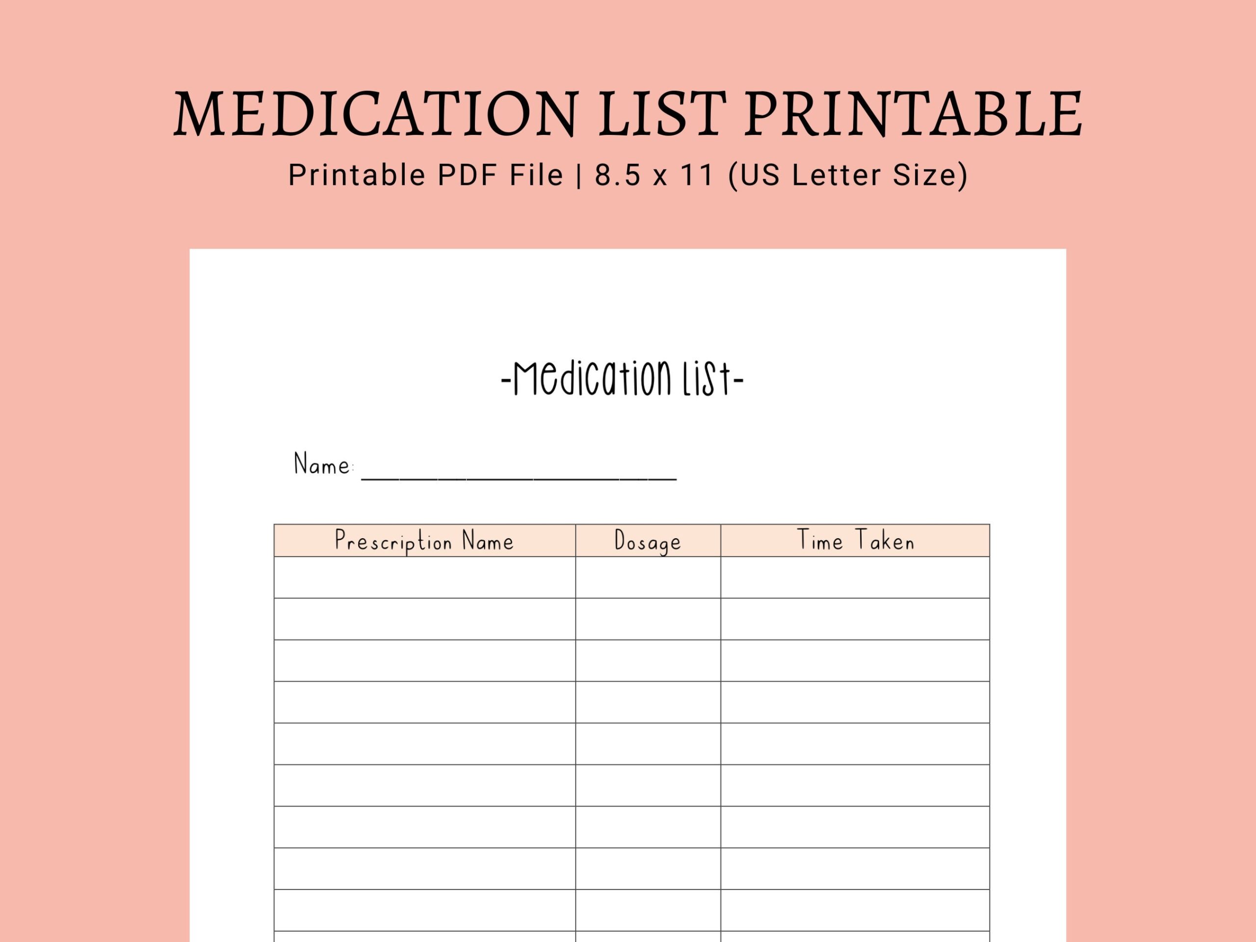 printable medication chart pdf