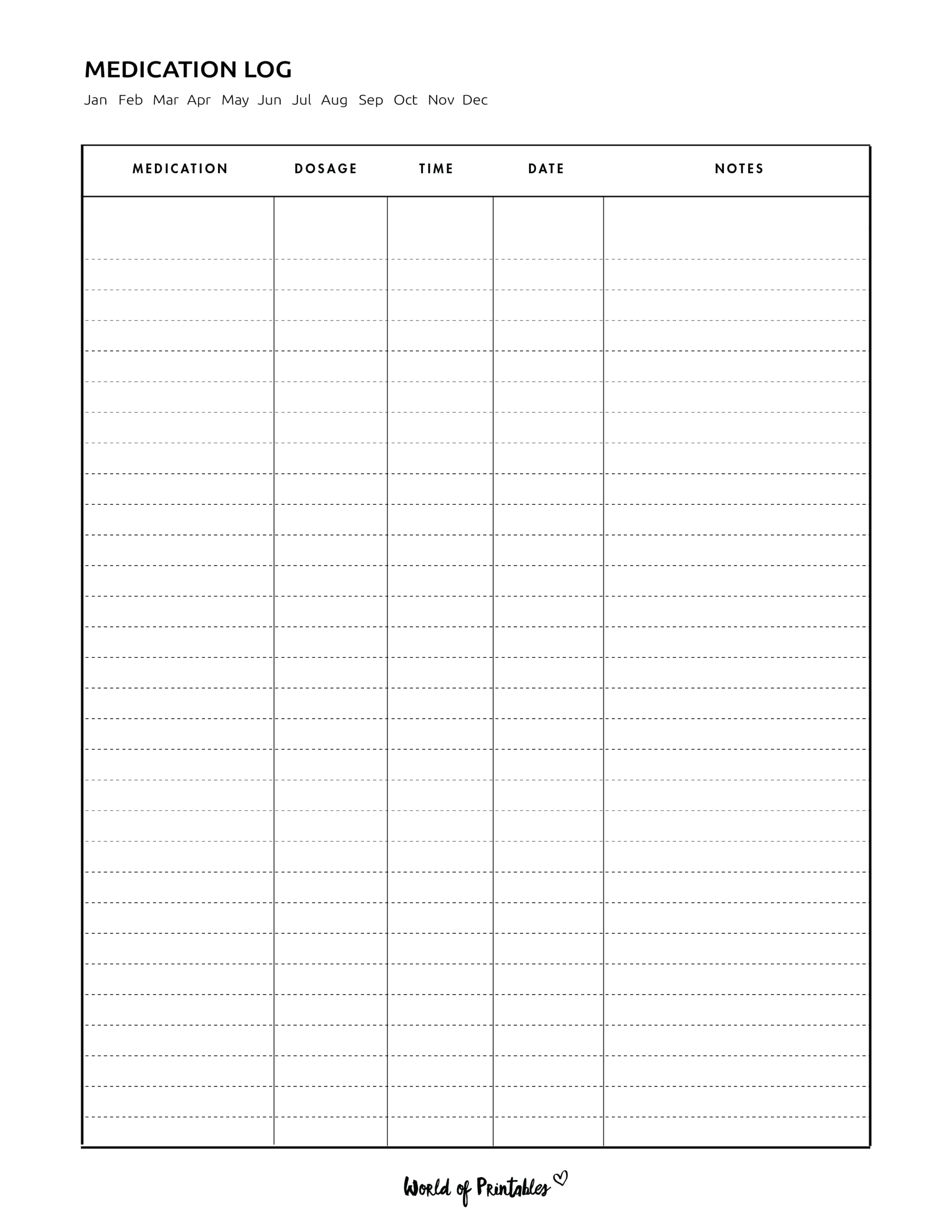 Medication Log 8 Of The Best Templates World Of Printables