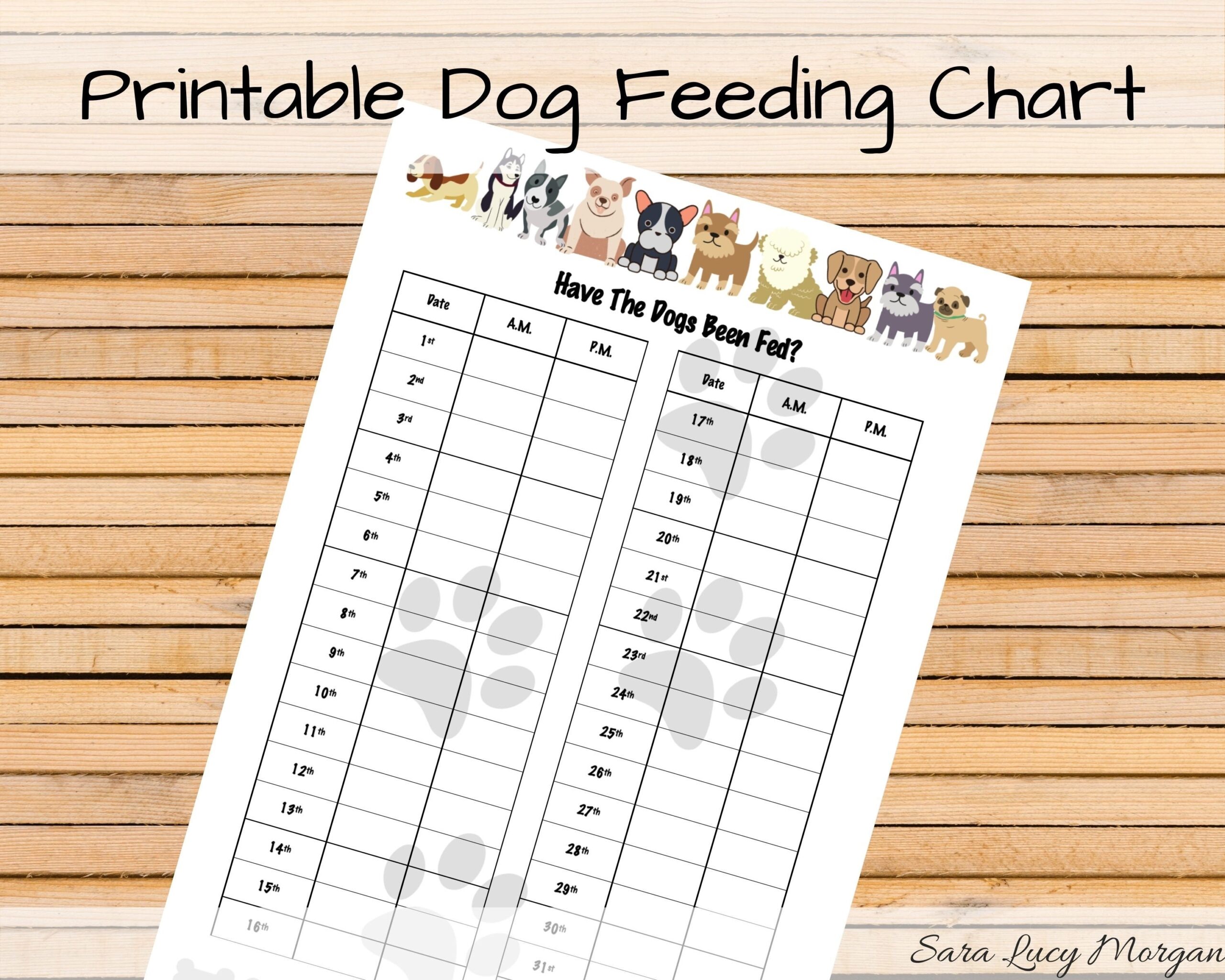 Monthly Printable Dog Feeding Chart Dog Food Schedule Pet Food Schedule Dog Food Reminder Pet Food Reminder Remember To Feed The Dogs Etsy Israel