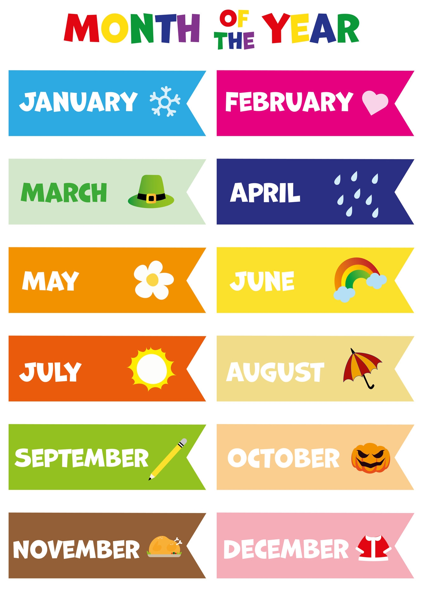 months of the year chart free printable