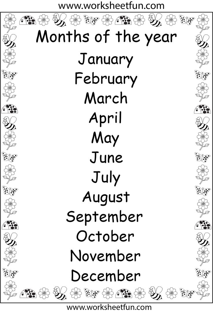 Months Of The Year Printable Chart FREE Printable Worksheets