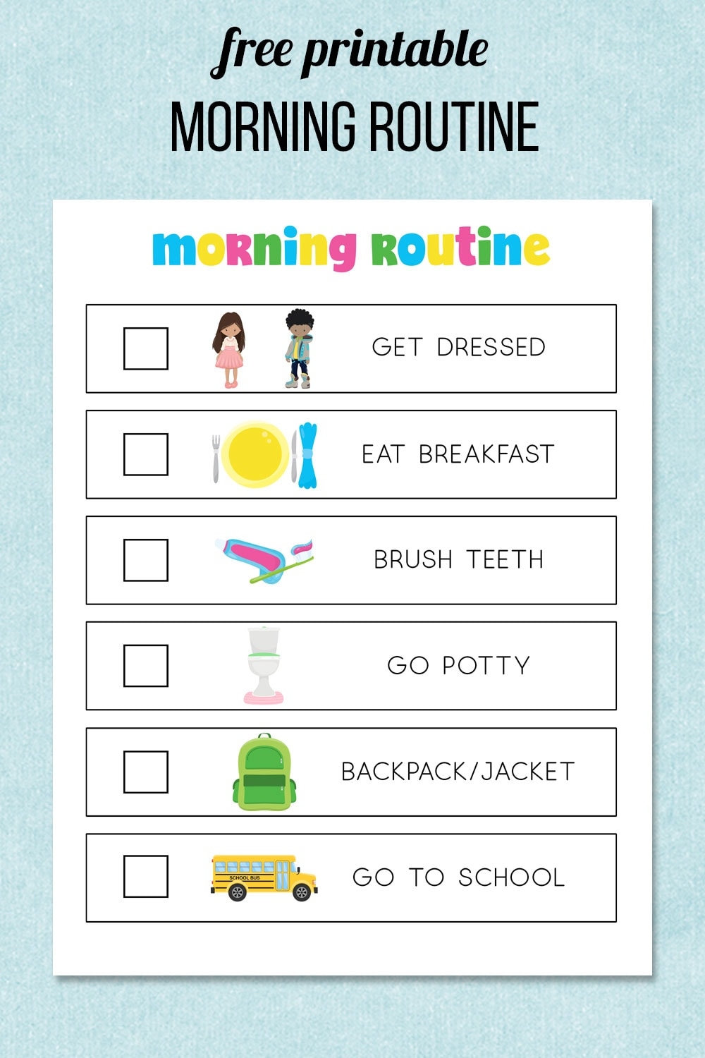 free printable daily routine chart
