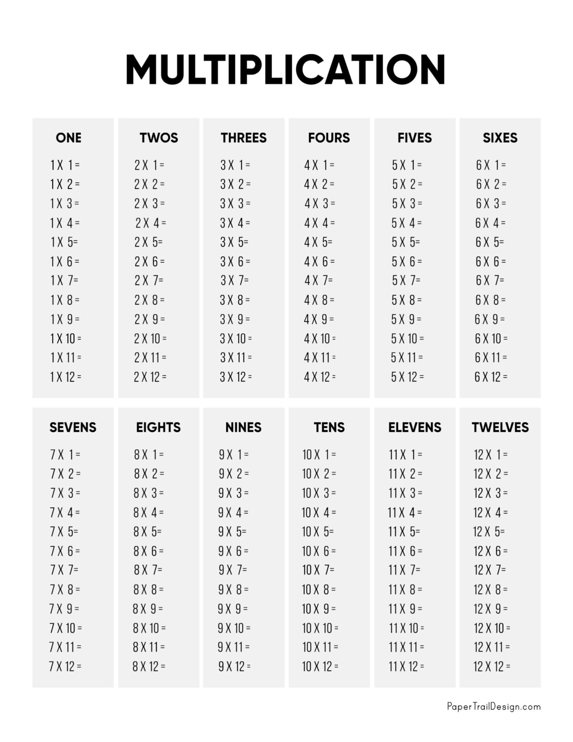 time table chart printable