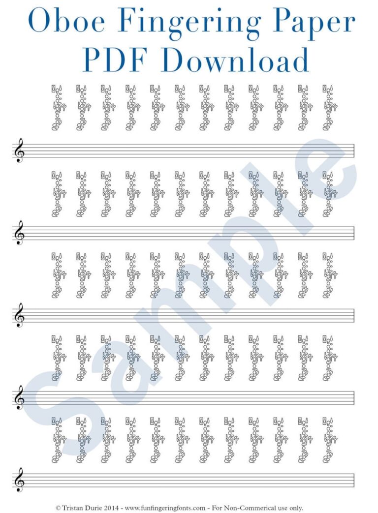Oboe Fingering Paper Download And Printable PDF Great For Oboists And Teachers Etsy