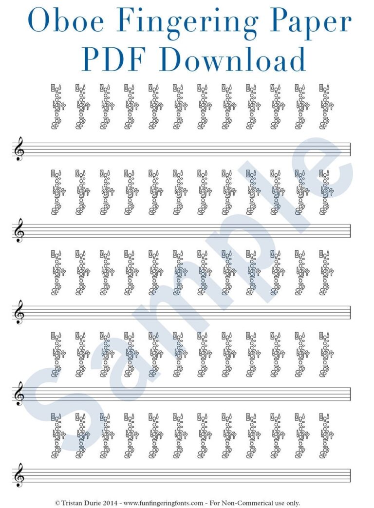 Oboe Fingering Paper Download And Printable PDF Great For Oboists And Teachers Etsy