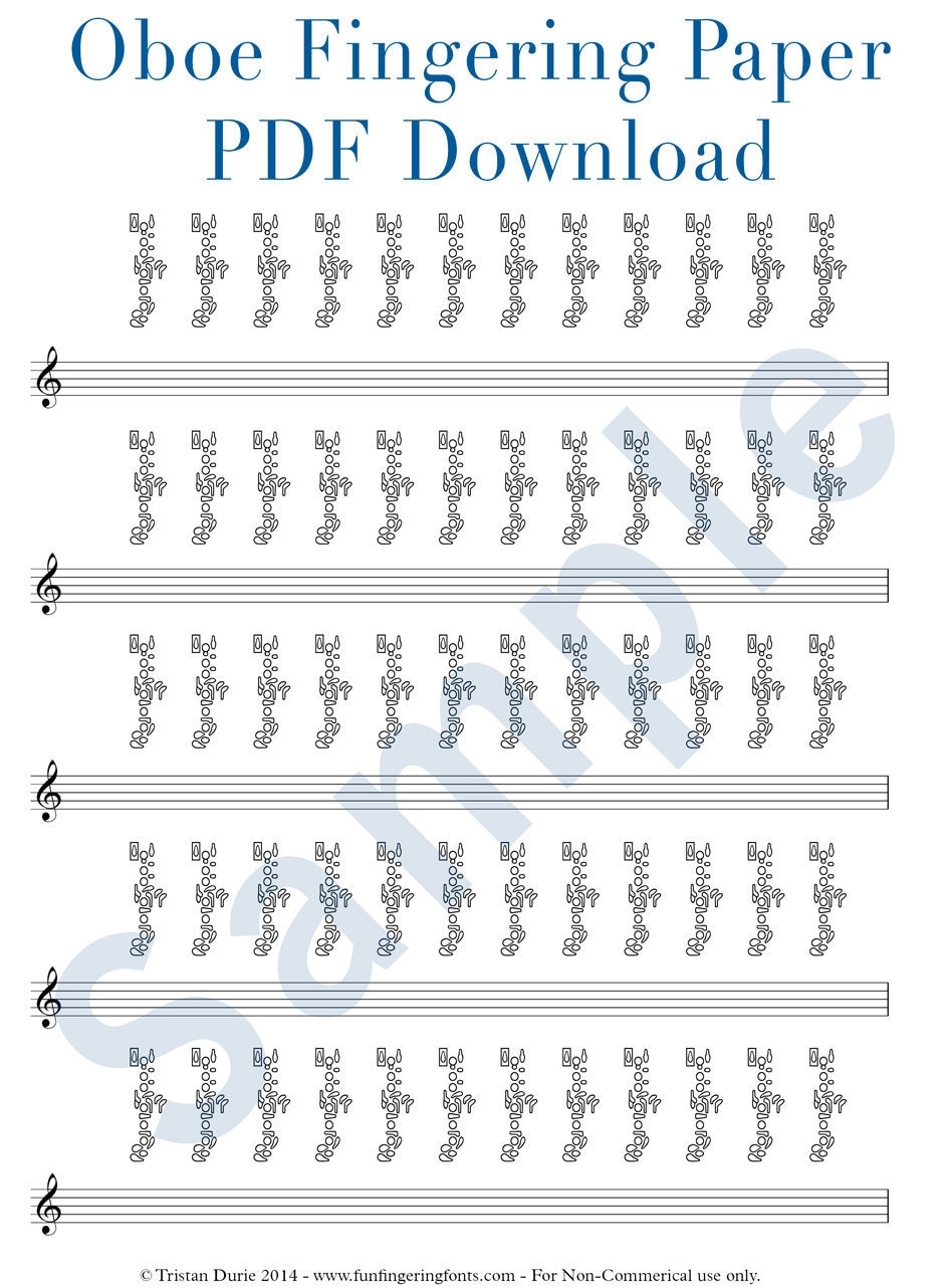 Oboe Fingering Paper Download And Printable PDF Great For Oboists And Teachers Etsy