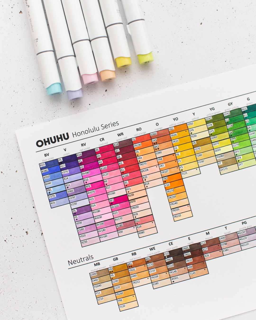printable ohuhu marker color chart blank