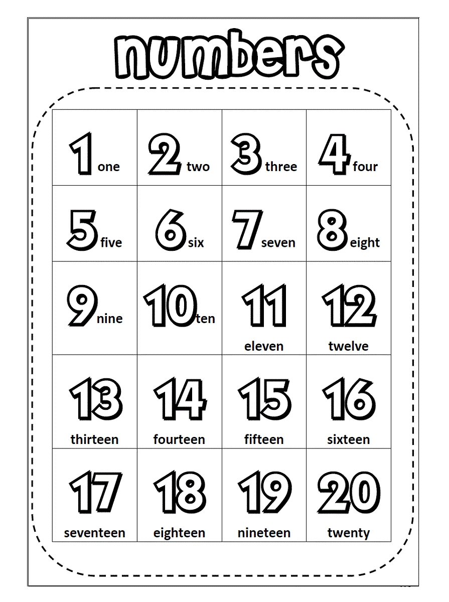 printable number chart 1 20