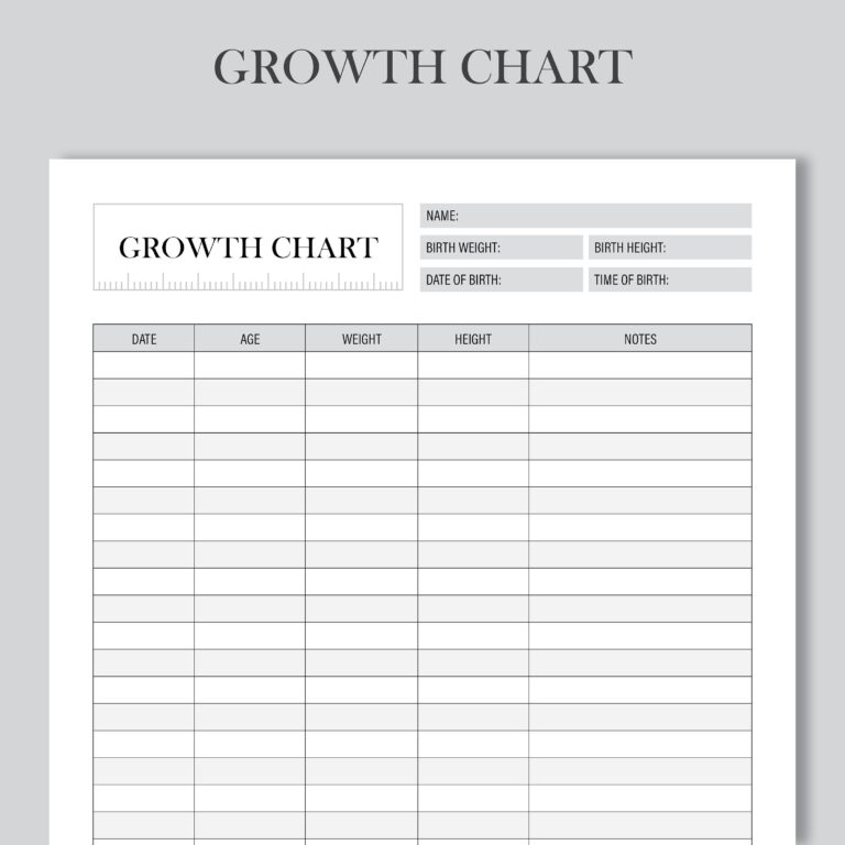 Printable Baby Growth Chart Journal US LETTER A4 A5 Etsy