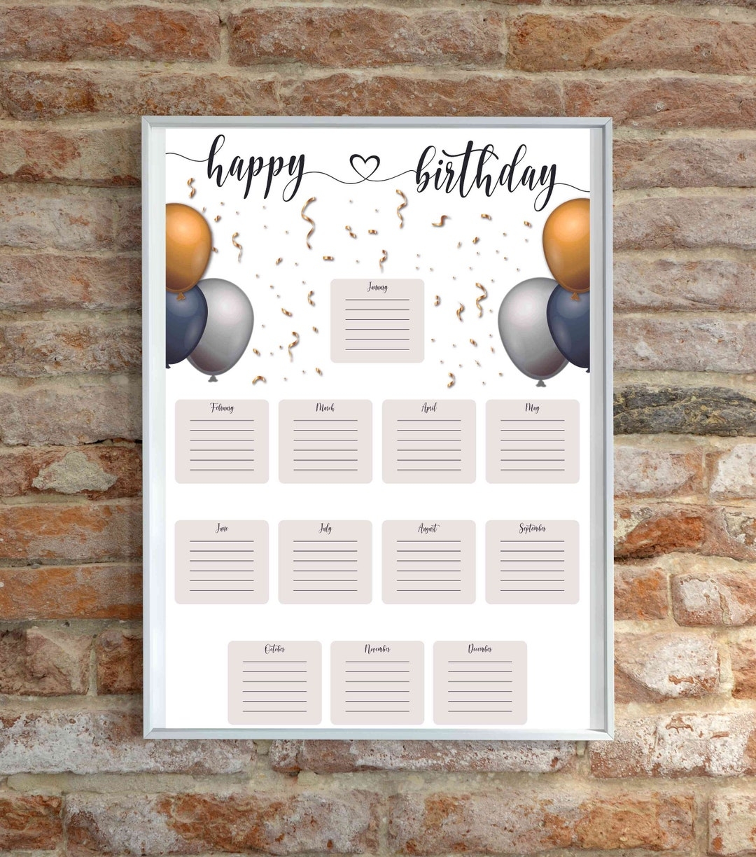 birthday chart printable