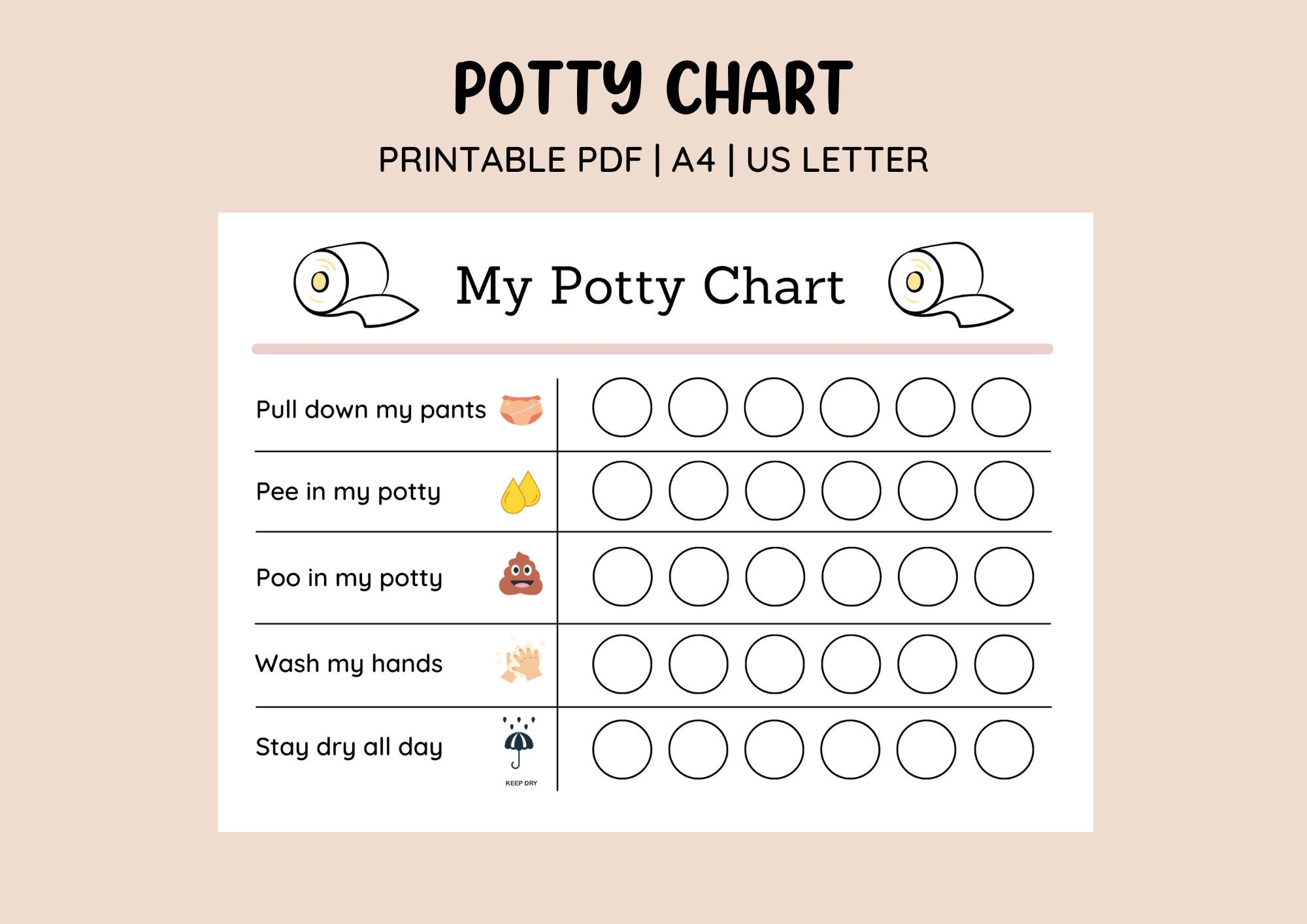 Printable Cute Potty Training Chart Sticker Chart Printable Reward Chart Toilet Training Kids Reward Chart Digital Template Etsy Hong Kong