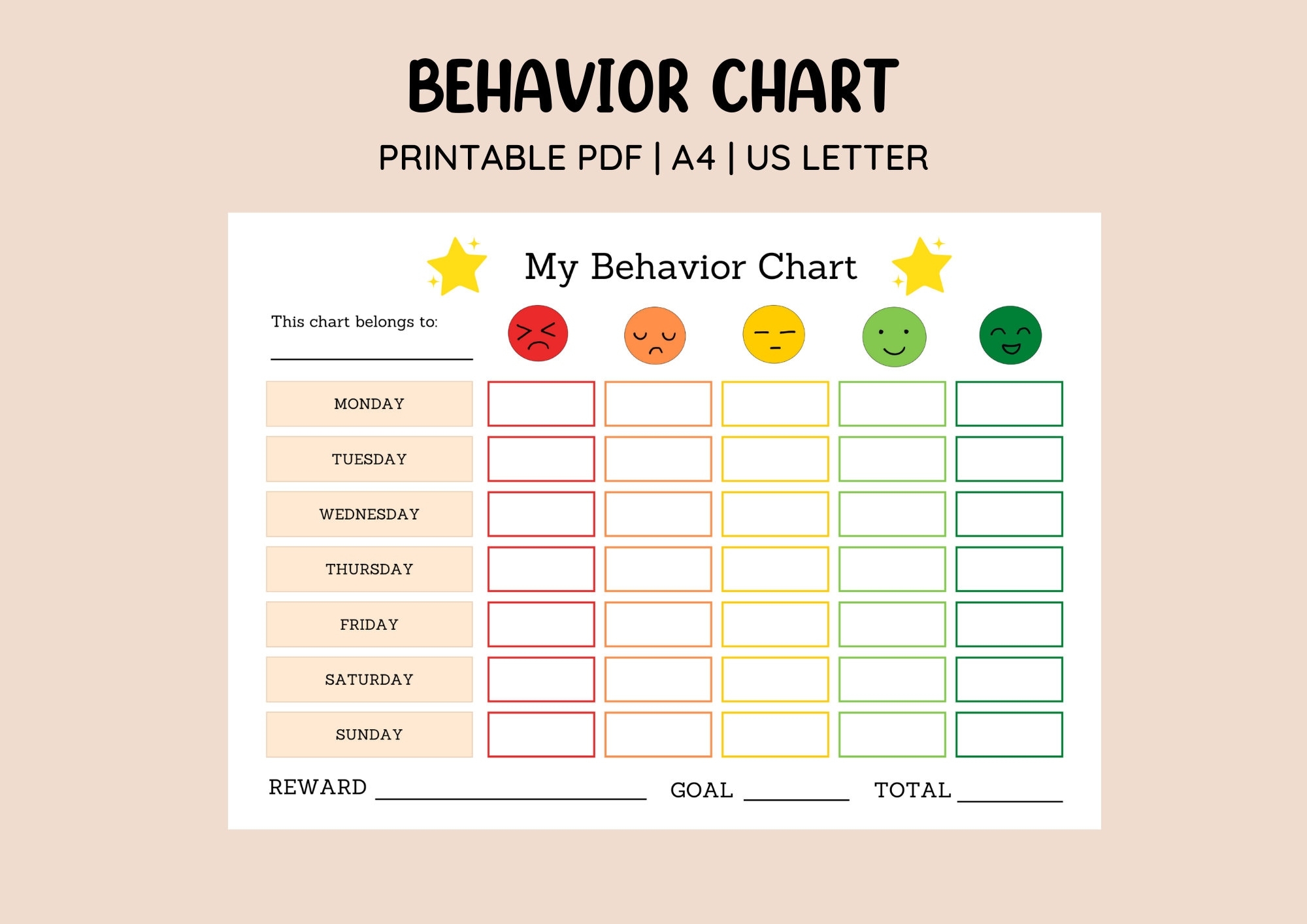 printable behavior charts