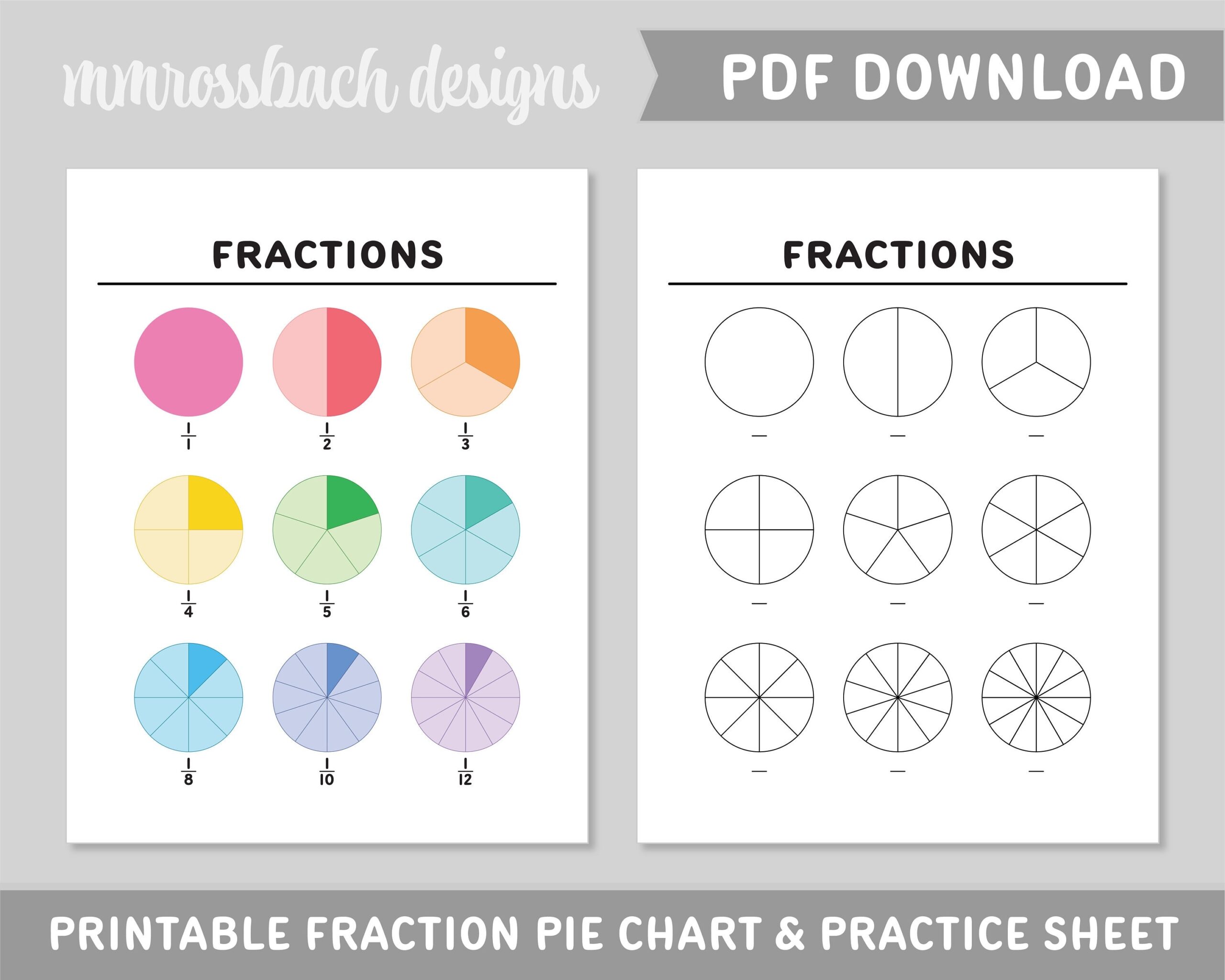 fraction charts printable