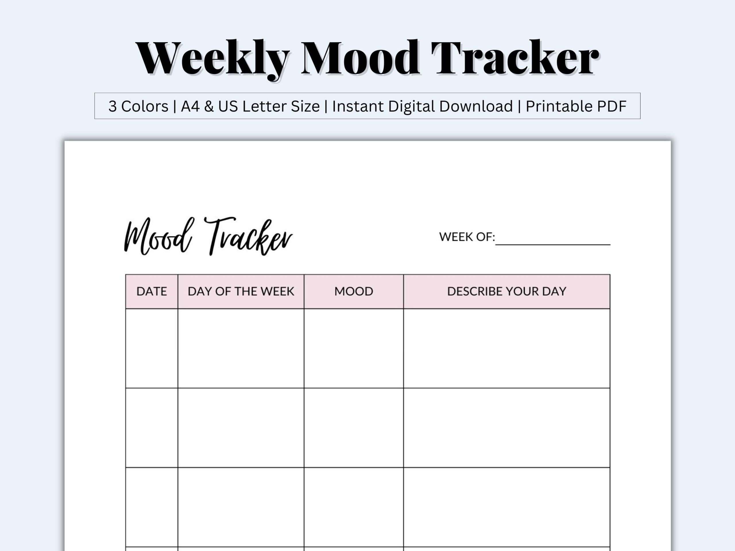 printable mood chart