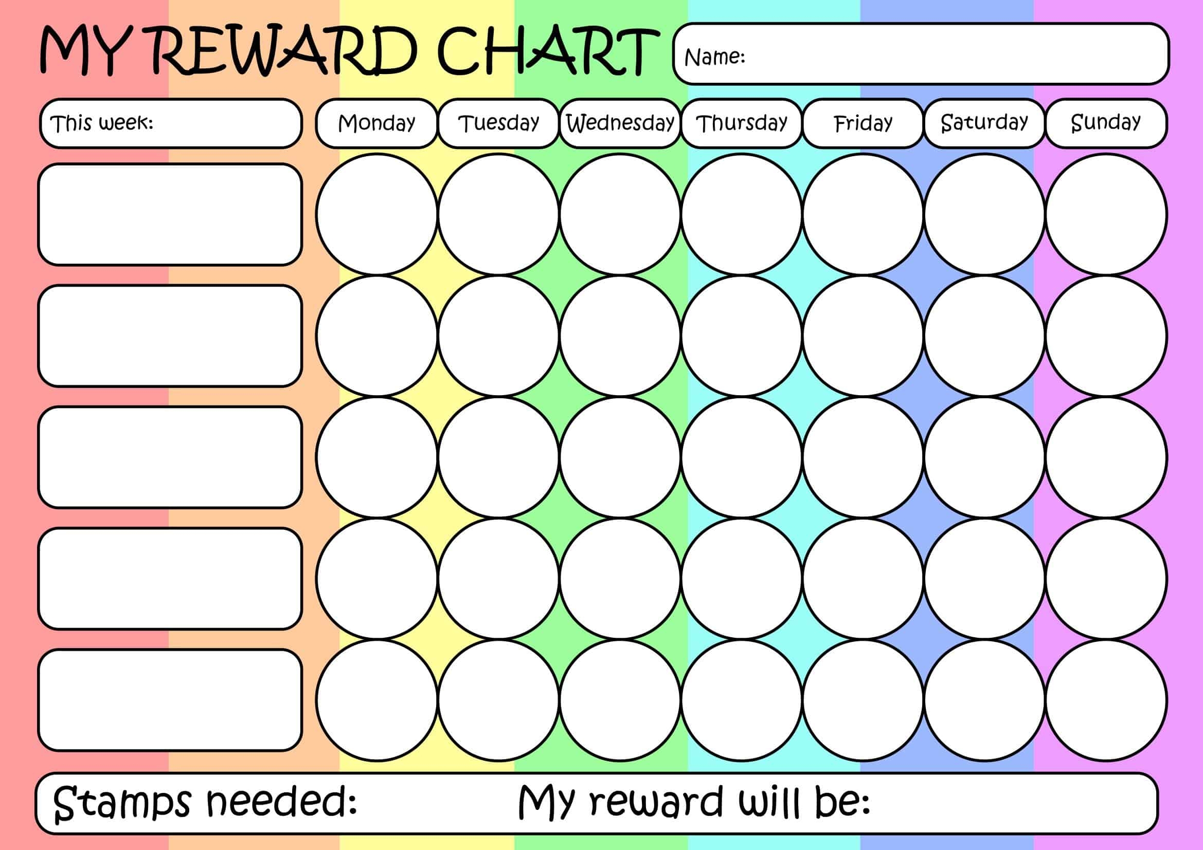 blank reward chart printable