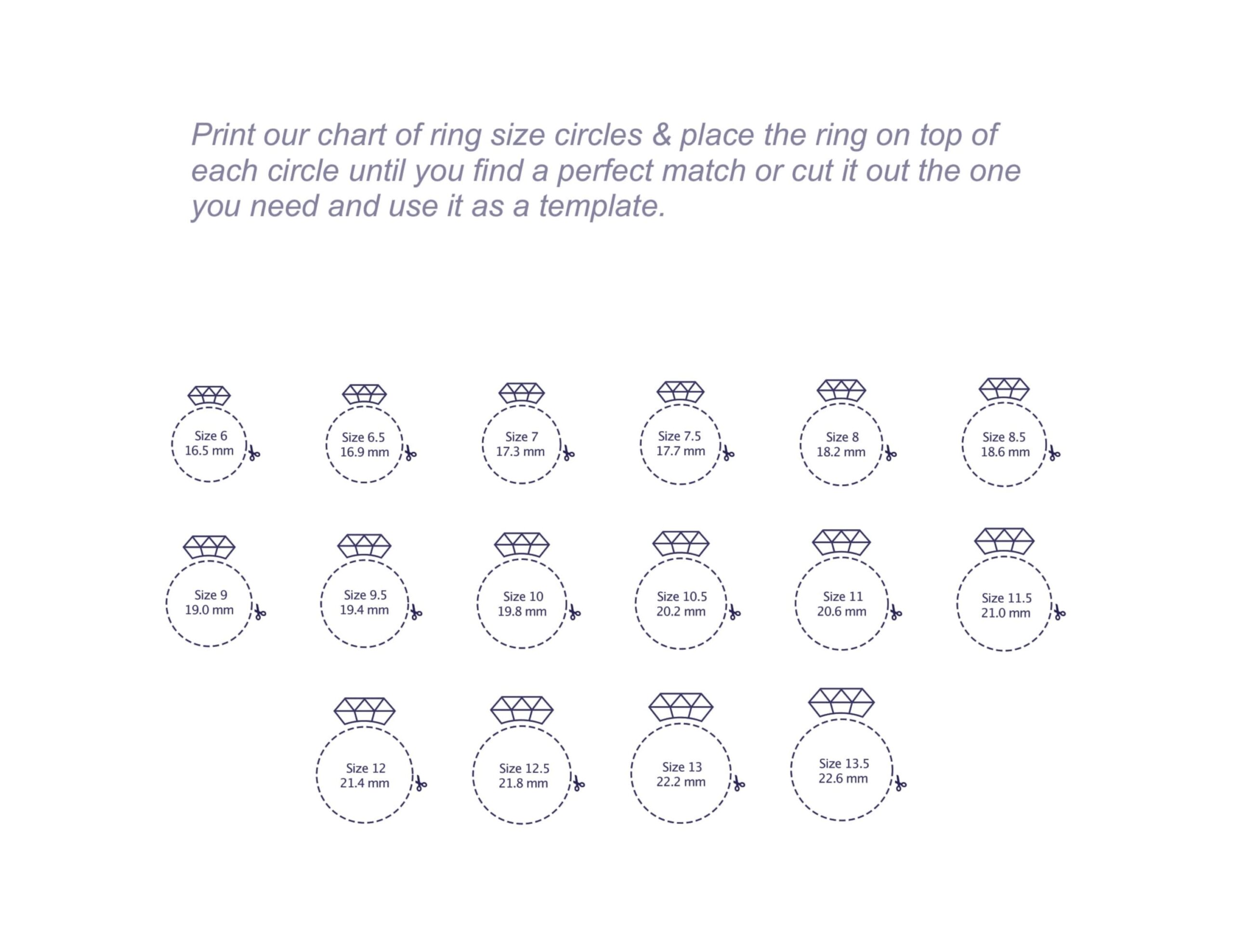 Printable Ring Size Chart International Conversion Guide digital Download Etsy