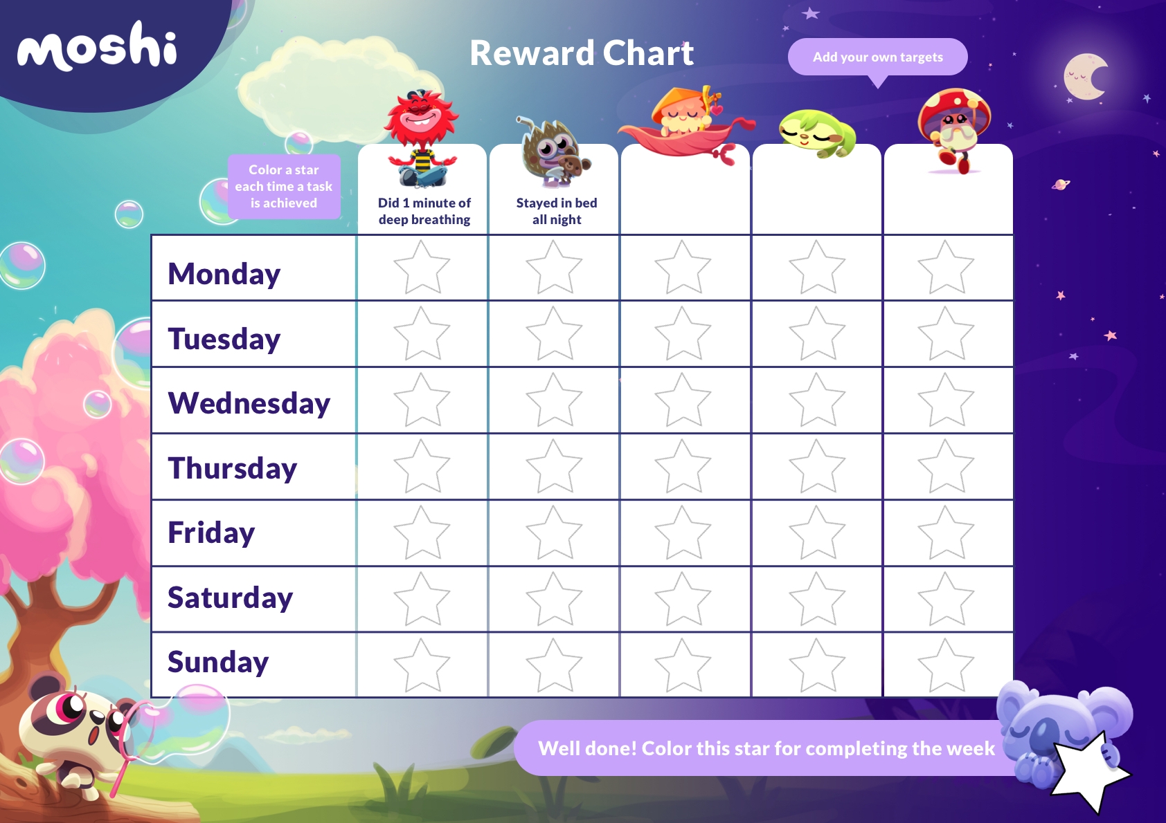 reward chart for kids printable