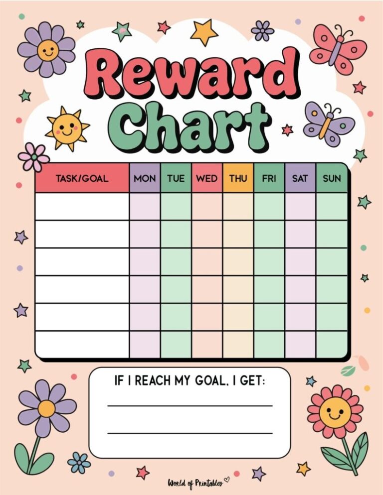Rewards Chart Printable 20 Free Templates World Of Printables