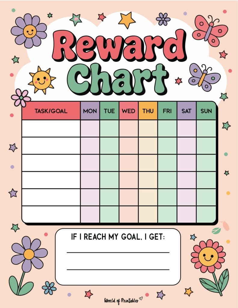 Rewards Chart Printable 20 Free Templates World Of Printables