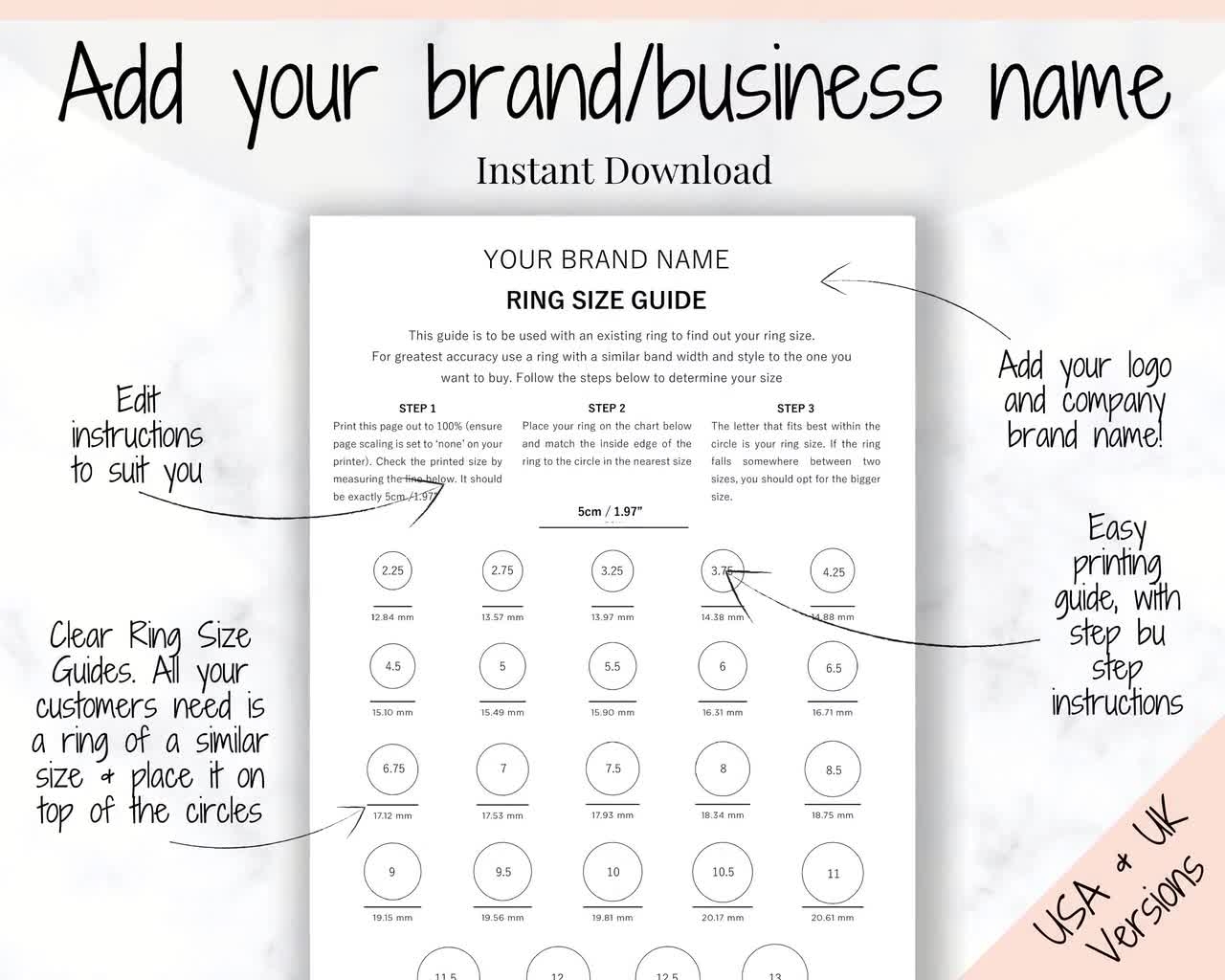 RING Size Guide Ring Sizer Printable Ring Size Chart Multisizer Ring Sizing Tool How To Measure Your Ring Size Jewelry Finger USA UK Etsy