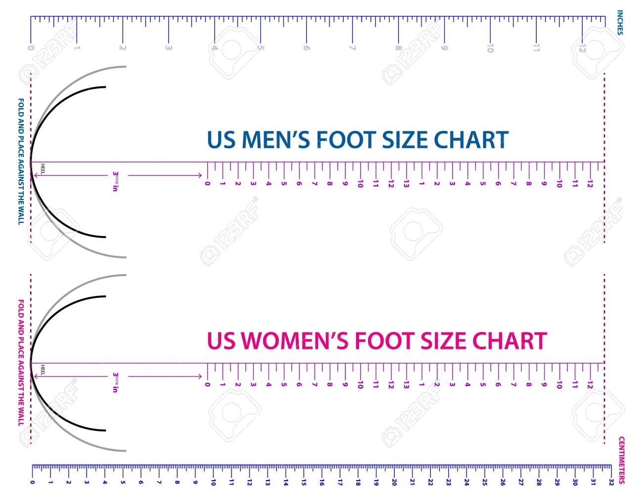free printable shoe size chart