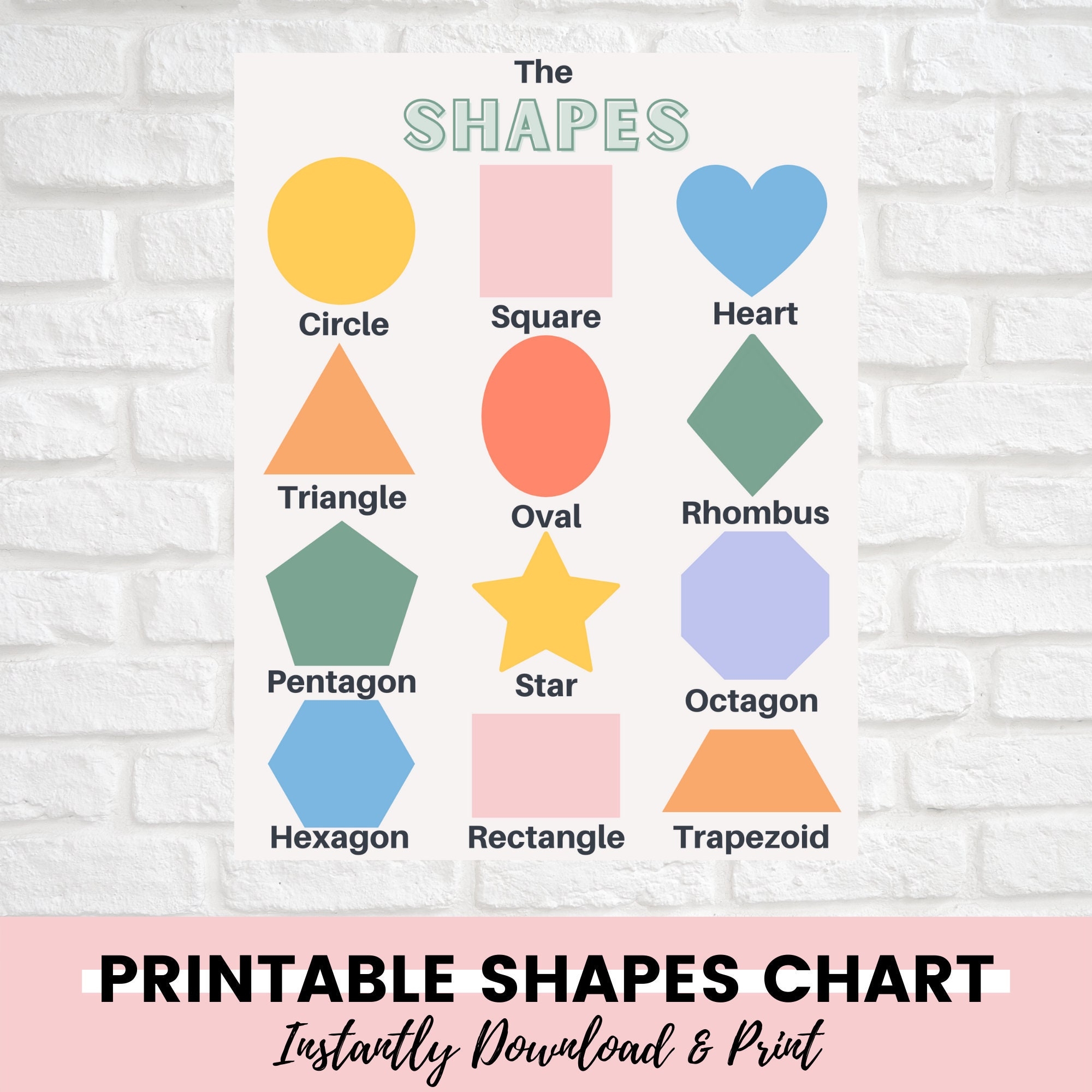 Shapes Chart Educational Printable Printable Homeschool Activity Digital Download Homeschool Resource Preschool Activity Learning Shapes Etsy
