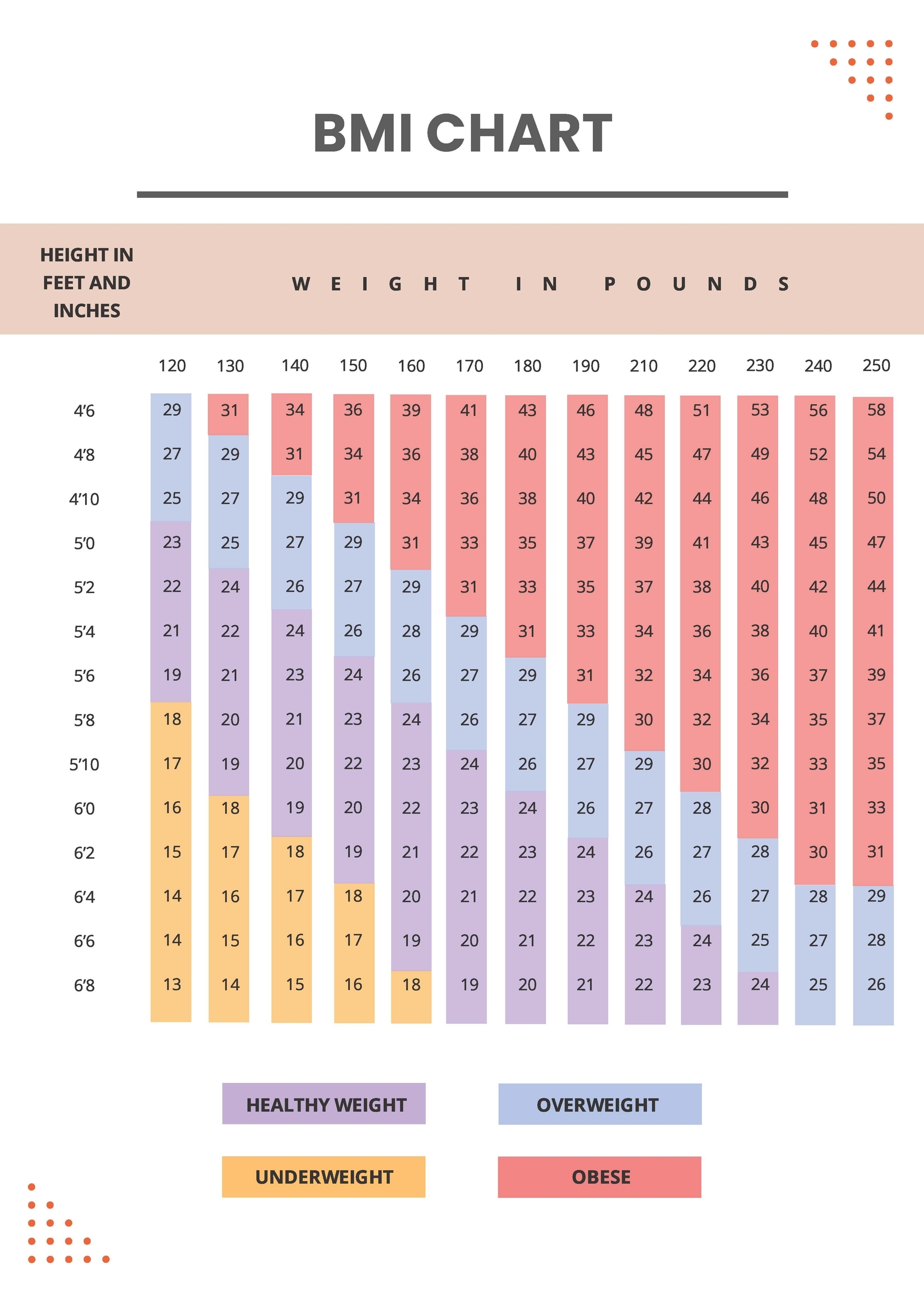 Simple BMI Chart In PDF Download Template