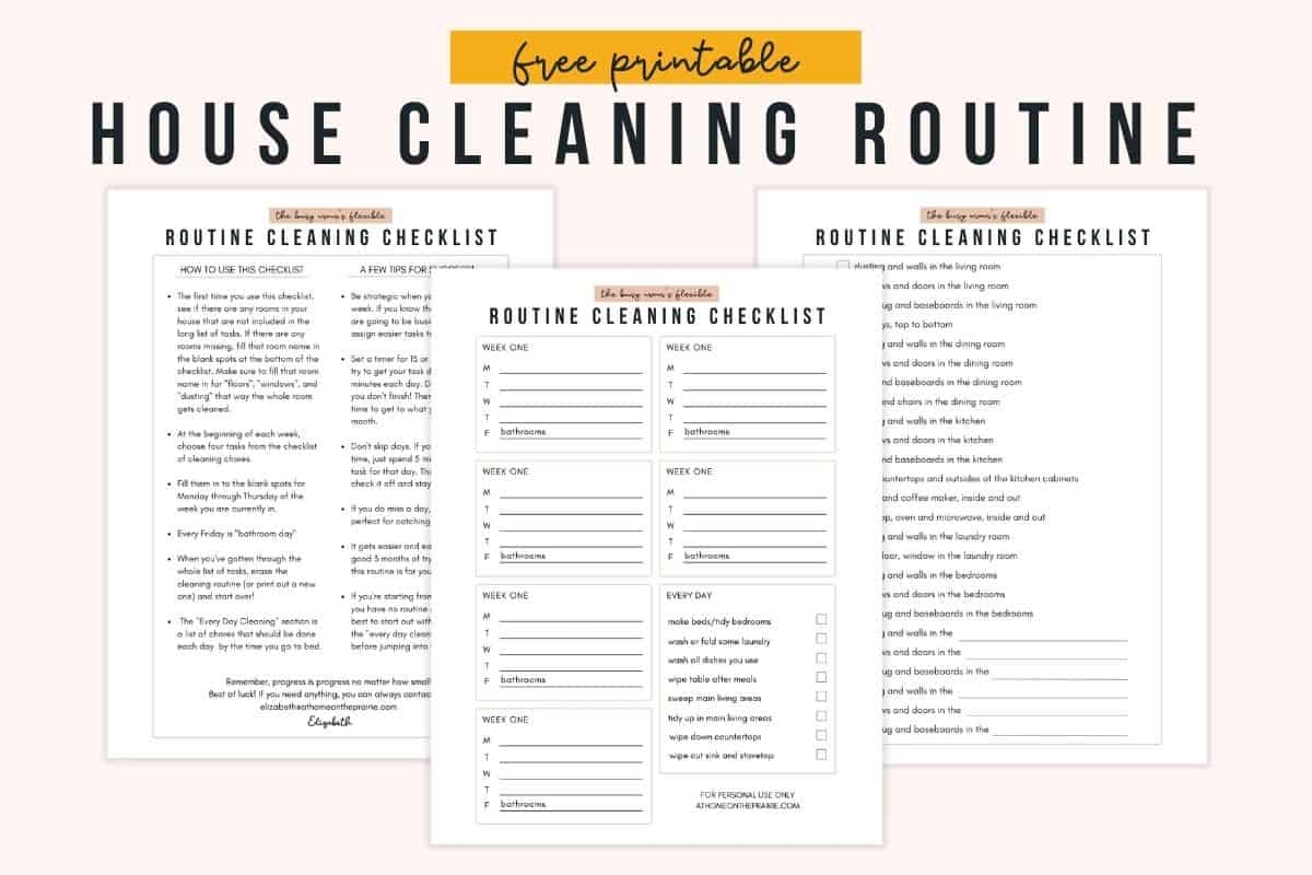 Simple Weekly Cleaning Schedule Printable Checklist