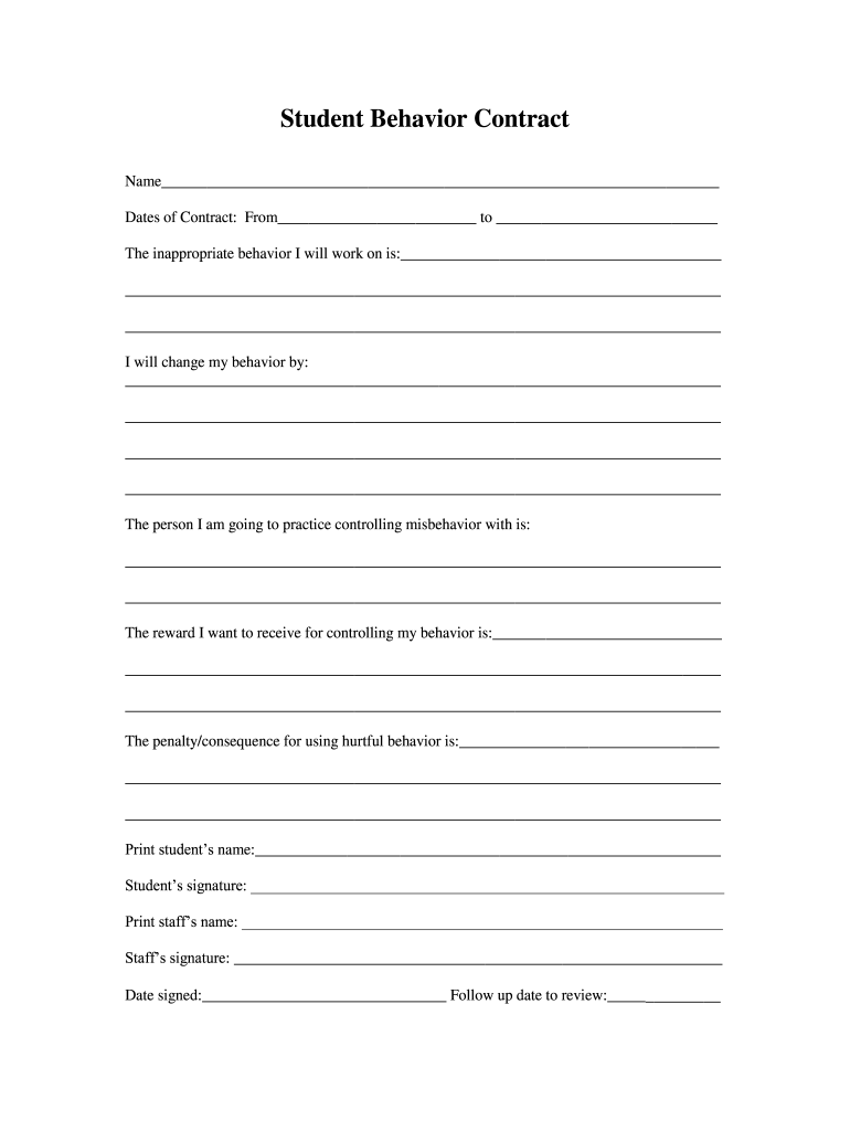 Student Behavior Contract Fill Out Sign Share Online PdfFiller